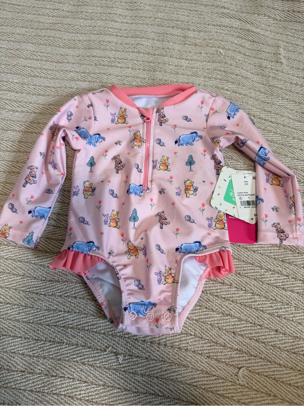 Disney Pink Winnie the Pooh One-Piece Rashguard Swimsuit